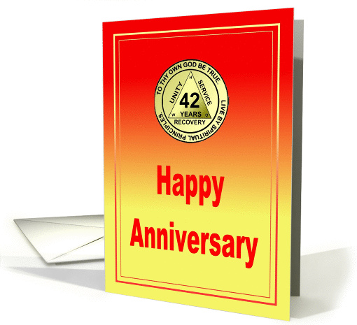 42 Year, Medallion Happy Anniversary card (1000987)