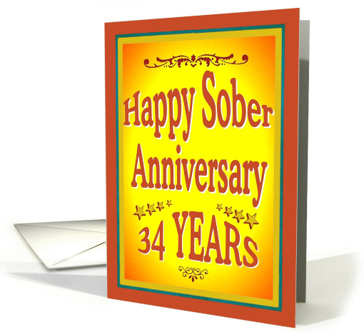 34 YEARS Happy Sober Anniversary in bold letters. card (1001599)