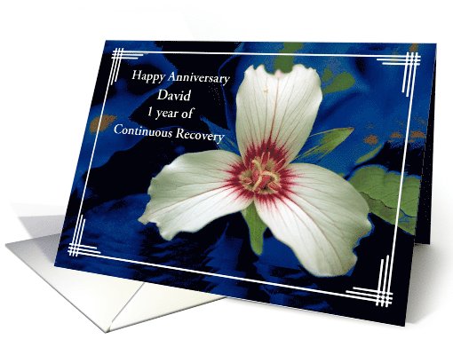 Happy Recovery Anniversary, Painted Trillium, Custom Text card