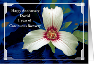 Happy Recovery Anniversary, Painted Trillium, Custom Text card