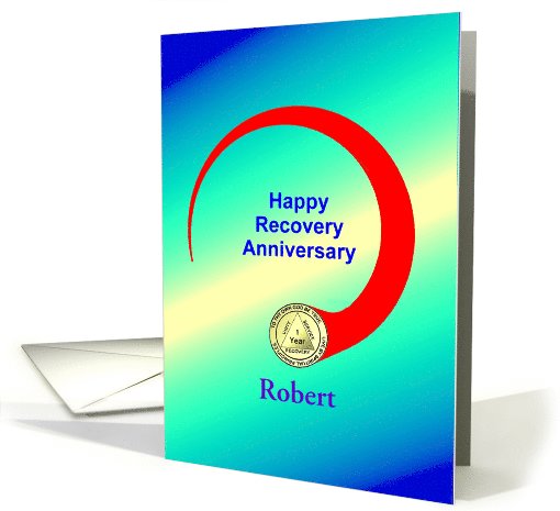 Custom Text, Happy Recovery Anniversary, Medallion card (1013035)