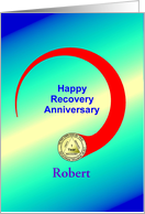 Custom Text, Happy Recovery Anniversary, Medallion Card