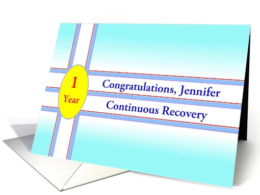 Custom Text, Happy Recovery Anniversary, Yellow Oval card (1013051)