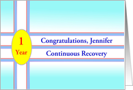 Custom Text, Happy Recovery Anniversary, Yellow Oval card