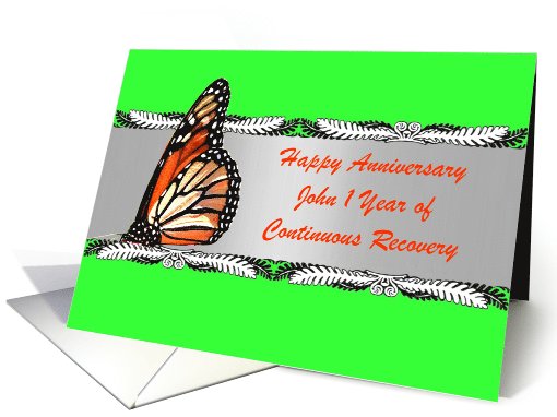 Custom Text, Happy Recovery Anniversary, Monarch Butterfly, card