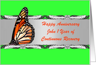 Custom Text, Happy Recovery Anniversary, Monarch Butterfly, card