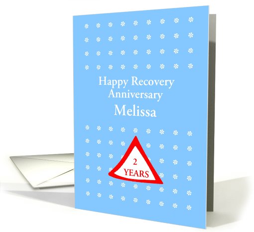 Custom Text, Red Triangle on blue field, Happy Recovery... (1028133)