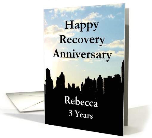 Custom Card Happy 3 Year Recovery Anniversary New York... (1029331)