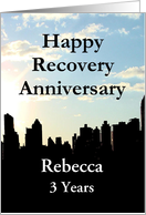 Custom Card Happy 3 Year Recovery Anniversary New York City Sunrise card