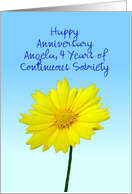 Custom Card, Happy 4 Year Recovery Anniversary, Coreopsis flower card