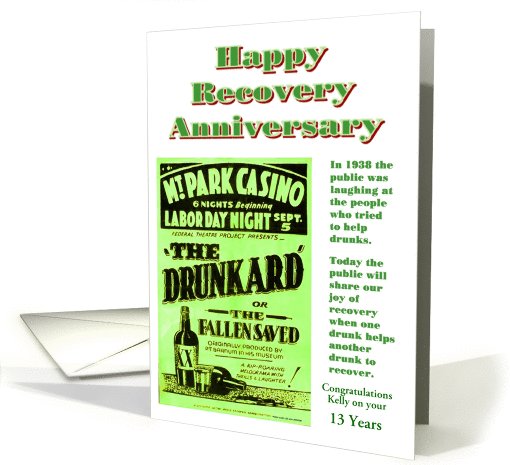 Custom Card Happy 13 Year Recovery Anniversary 1938 Poster card