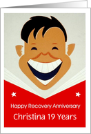 Custom Card Happy 19 Year Recovery Anniversary, A happy face card