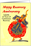 Happy 22 Year Recovery Anniversary, a woman dancing. card