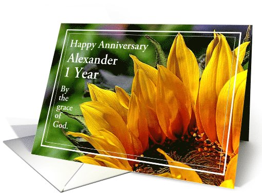 Happy Recovery Anniversary,-Sponsor Sunflower in a simple frame. card