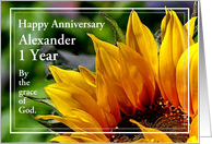 Happy Recovery Anniversary,-Sponsor Sunflower in a simple frame. card