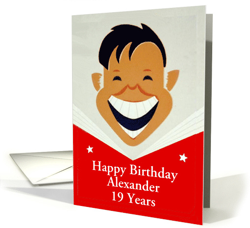 Happy Birthday19 Years, A happy face Customizable card (1168468)