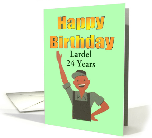 Happy Birthday 24 Years Happy man waving Customizable card (1172386)