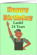 Happy Birthday 24 Years Happy man waving Customizable Card