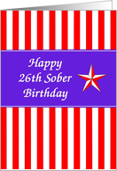 26th Year Happy Sober Birthday card