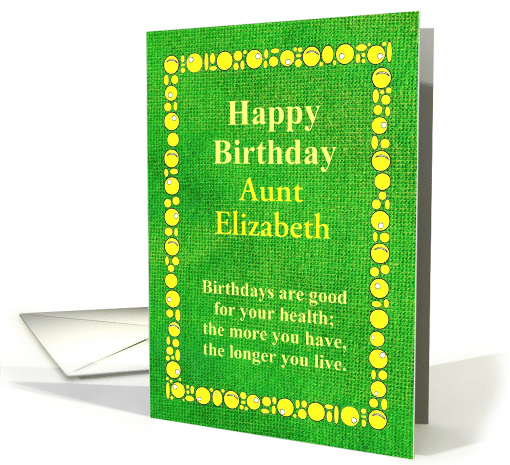 Happy Birthday any relative, Yellow border on green background card