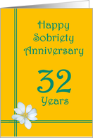 32 years Happy Sobriety Anniversary, White Flower card