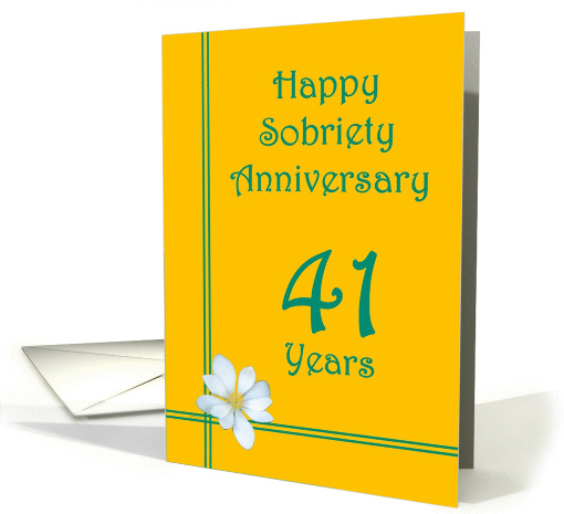 41 years Happy Sobriety Anniversary, White Flower card (1255948)