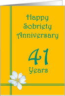 41 years Happy Sobriety Anniversary, White Flower card