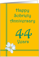 44 years Happy Sobriety Anniversary, White Flower card