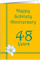 48 years Happy Sobriety Anniversary, White Flower card