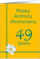 49 years Happy Sobriety Anniversary, White Flower card