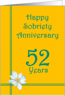 52 years Happy Sobriety Anniversary, White Flower card