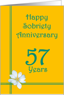 57 years Happy Sobriety Anniversary, White Flower card