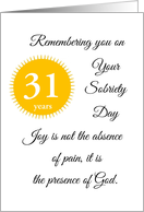 31 years Remembering you on your Sobriety Day card