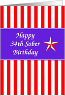 34th Year Happy Sober Birthday card