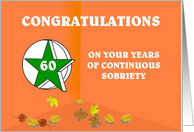 60 Years Continuous Sobriety Falling leaves card