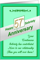 Happy FIFTY SEVENTH YEAR, Sobriety Anniversary, card