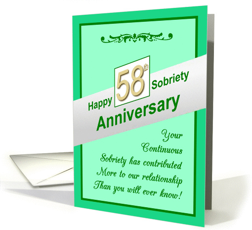 Happy FIFTY EIGHTH YEAR, Sobriety Anniversary, card (1268084)