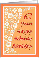 62 Years Happy Sobriety Birthday card