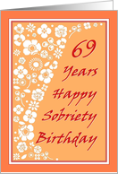 69 Years Happy Sobriety Birthday card