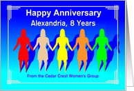 8 Years Happy Anniversary, Customizable Card Silhouette of women holding hands. card