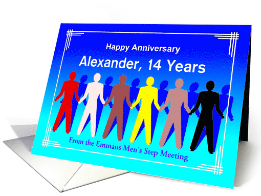 14 Years Happy Anniversary, Custom Card Silhouette of men card