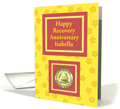 12 Year medallion, Happy Sobriety Anniversary, Custom Text card