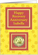 12 Year medallion, Happy Sobriety Anniversary, Custom Text card