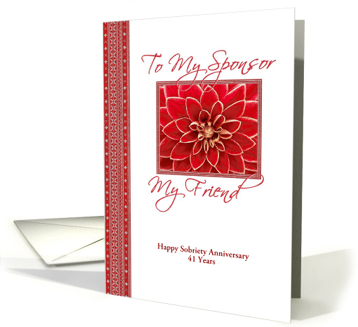 41 Years, Red Dahlia, To My Sponsor, Custom Text card (1352092)