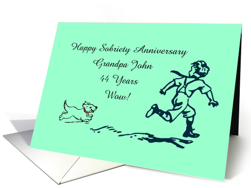44 Years, Grandpa John, Little Boy and His Dog, Custom Text card