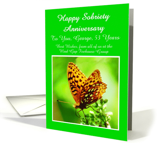53 Years, George, Butterfly , From all of us, Custom Text card