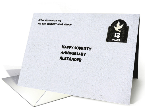 13 Years Alexander, Postage Envelope, From all of us, Custom Text card
