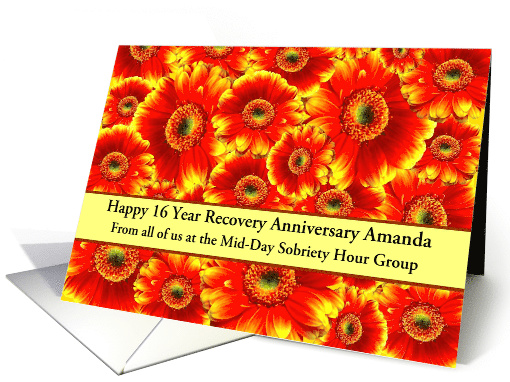16 Years Amanda, Gerbera-flowers , From all of us, Custom Text card