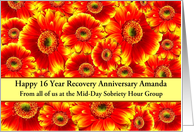 16 Years Amanda, Gerbera-flowers , From all of us, Custom Text card