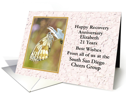 21 Years Elizabeth, Butterfly, From all of us, Custom Text card